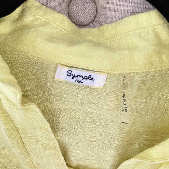Symple NYC 100% linen button down yellow petite small - Picture 4 of 5